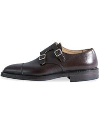 Crockett & Jones 'harrogate' Country Calf Grain Double Monk Shoes Dark Brown