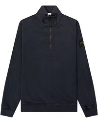 Stone Island - Garment Dyed 1/4 Zip Sweatshirt Navy - Lyst