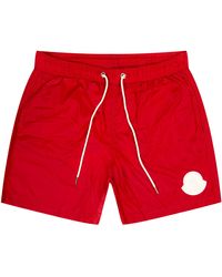 Moncler - Rubber Logo Drawcord Swim Shorts Scarlet Red - Lyst