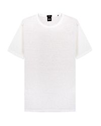 BOSS - Hugo Tiburt 351 Linen T-shirt White - Lyst