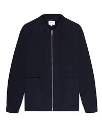 Norse Projects - Bjarne Merino Full Zip Knitted Overshirt Navy - Lyst