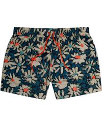 Paul Smith - Daisy Printed Swim Shorts Navy/orange - Lyst
