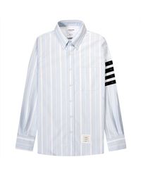 Thom Browne - Striped Paisley 4-bar Striped Shirt Blue/white - Lyst
