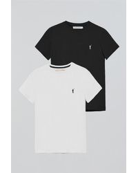 POLO CLUB - Pack Donna Di Due Magliette Nera E Bianca A Maniche Corte Con Logo Ricamato Rigby Go - Lyst