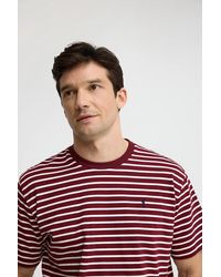 POLO CLUB - Maglietta A Righe Granata Ed Ecrù Dal Fit Ampio Con Logo Rigby Go - Lyst