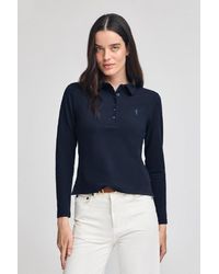 POLO CLUB - Polo Blu Marino A Maniche Lunghe - Lyst