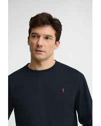 POLO CLUB - Maglietta Blu Marino A Maniche Lunghe, Fit Dritto Con Ricamo Rigby Go - Lyst
