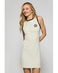 POLO CLUB - Vestito Color Ecrù A Coste Con Toppa Nautica - Lyst
