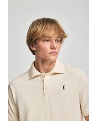 POLO CLUB - Polo Ecrù A Maniche Corte E Tre Bottoni Con Logo Rigby Go Ricamato - Lyst