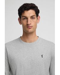 POLO CLUB - Maglietta Grigio Vigorè A Maniche Lunghe Con Logo Ricamato Rigby Go - Lyst