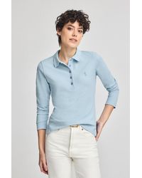 POLO CLUB - Polo Blu Chiaro A Maniche Lunghe - Lyst