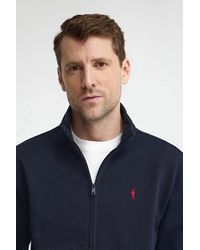 POLO CLUB - Felpa Blu Marino Con Collo Alto, Cerniera Completa E Ricamo Rigby Go - Lyst