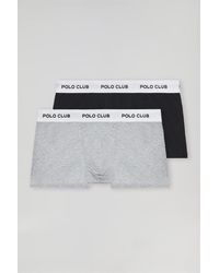 POLO CLUB - Pack Di Due Boxer Neri E Grigi Con Logo - Lyst