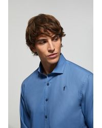 POLO CLUB - Camicia Blu Oxford Con Contrasti E Logo Rigby Go - Lyst