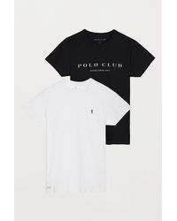 POLO CLUB Pack mit zwei T-Shirts in Weiß und Schwarz mit Stickerei und Print