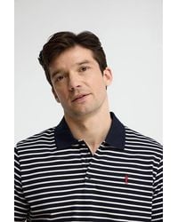 POLO CLUB - Polo A Righe Blu Marino Ed Ecrù Con Logo Ricamato Rigby Go - Lyst