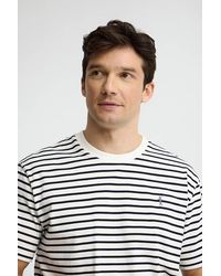 POLO CLUB - Polo A Righe Ecrù E Blu Marino Fit Ampio Con Logo Rigby Go - Lyst