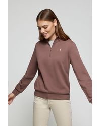 POLO CLUB - Sweatshirt Taupe-Rosa Mit Kurzem Reißverschluss Und Rigby Go Logo - Lyst
