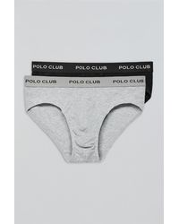 POLO CLUB - Pack Di Due Slip Nero E Grigio Con Particolare - Lyst