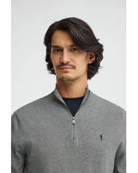 POLO CLUB - Maglione Grigio Vigorè Con Collo A Cerniera Con Logo Rigby Go - Lyst