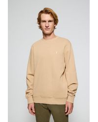 POLO CLUB - Felpa A Girocollo Color Cammello Con Logo Ricamato Rigby Go - Lyst