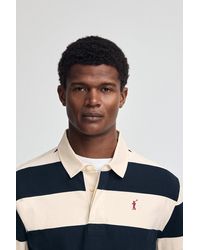 POLO CLUB - Polo A Maniche Lunghe A Righe Blu Marino Ed Ecrù Con Ricamo Rigby Go - Lyst