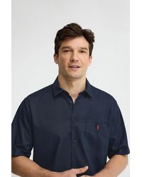 POLO CLUB - Camicia Cotolino Blu Marino A Maniche Corte E Regular Fit Con Logo Rigby Go - Lyst