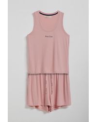 POLO CLUB - Pyjama-Set Rosa Mit Top Und Shorts Und Details - Lyst