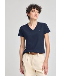 POLO CLUB - Maglietta Blu Marino Con Scollo A V E Ricamo Rigby Best - Lyst