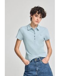 POLO CLUB - Polo Blu Chiaro A Maniche Corte - Lyst
