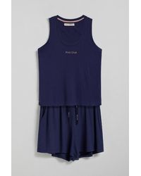 POLO CLUB - Pyjama-Set Marineblau Mit Top Und Shorts Und Details - Lyst