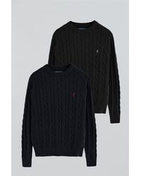 POLO CLUB - Set Uomo Di Due Pullover Lavorati A Maglia (Blu E Nero) - Lyst