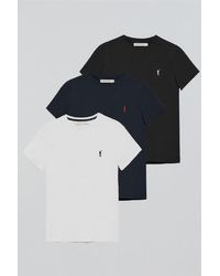 POLO CLUB - Pack Di Tre Magliette Nera, Blu Marino E Bianca A Maniche Corte Con Logo Ricamato Rigby Go - Lyst