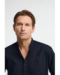 POLO CLUB - Camicia Cotolino Blu Marino Con Collo Alla Coreana, Regular Fit E Ricamo Rigby Go - Lyst