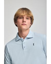 POLO CLUB - Polo Blu Chiaro A Maniche Corte E Tre Bottoni Con Logo Rigby Go Ricamato - Lyst