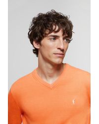 POLO CLUB - Schlichter Pullover Sanftes Orange Mit V-Kragen Und Rigby Go Logo - Lyst