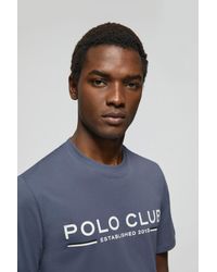 POLO CLUB - Basic-T-Shirt Denimblau Mit Markantem Aufdruck Auf Der Brust - Lyst