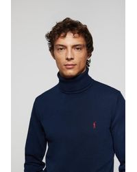 POLO CLUB - Schlichter Pullover Marineblau Mit Hohem Kragen Und Rigby Go Logo - Lyst