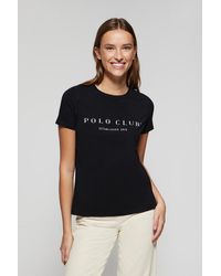POLO CLUB - T-Shirt Noir Avec Imprimé Signature - Lyst