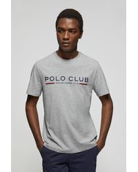 POLO CLUB - Basic-T-Shirt Grau Meliert Mit Markantem Aufdruck Auf Der Brust - Lyst
