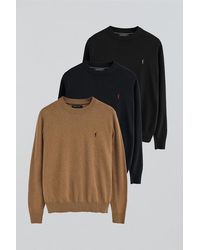 POLO CLUB - Set Uomo Di Tre Maglioni A Girocollo (Nero, Blu E Color Cammello Mélange) - Lyst