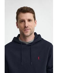 POLO CLUB - Felpa Blu Marino Con Cappuccio E Ricamo Rigby Go - Lyst