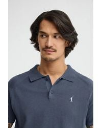 POLO CLUB - Maglione Blu Denim A Maniche Corte E Con Colletto A Polo E Logo Rigby Go - Lyst