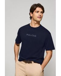 POLO CLUB - Maglietta Blu Marino A Maniche Corte E A Girocollo Con Logotipo - Lyst