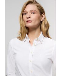 POLO CLUB - Camicia Bianca In Lino E Cotone Con Particolare Ricamato Rigby Go - Lyst