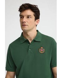 POLO CLUB - Polo Verde Bottiglia Regular Fit Con Toppa - Lyst