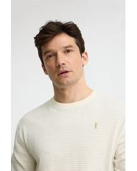 POLO CLUB - Maglietta A Righe Ecrù E A Maniche Lunghe Con Ricamo Rigby Go - Lyst