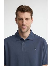 POLO CLUB - Polo Blu Denim A Maniche Corte Con Logo Ricamato Rigby Go - Lyst