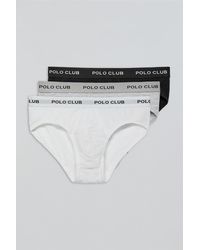 POLO CLUB - Pack Di Tre Slip Nero, Grigio E Bianco Con Particolare - Lyst