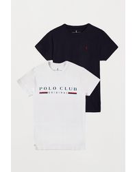 POLO CLUB Pack mit zwei T-Shirts in Weiß und Marineblau mit Stickerei und Print - Mehrfarbig